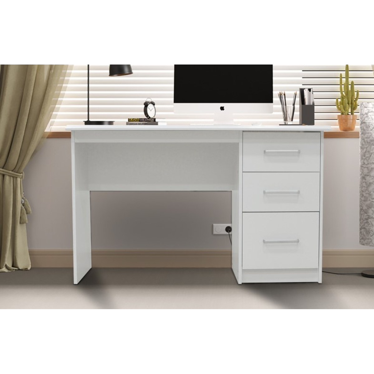 Interiax Bureau Jaxx - Wit, 3 Schuiven, MDF