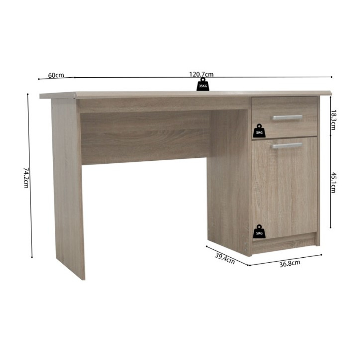 Interiax Bureau Jaxx - Sonoma, 1 Schuif 1 Deur, MDF