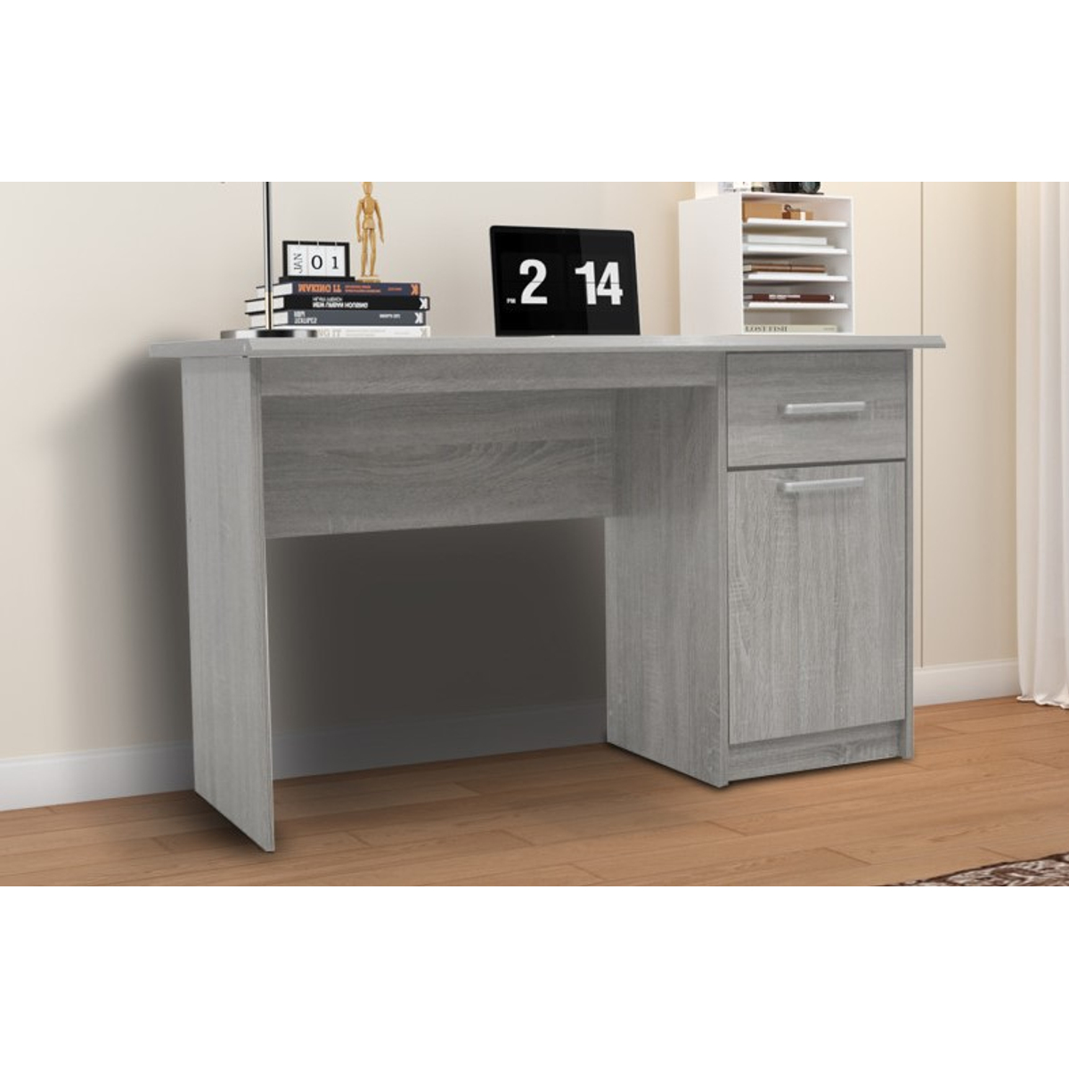Interiax Bureau Jaxx - Grijze Eik, 1 Schuif 1 Deur, MDF