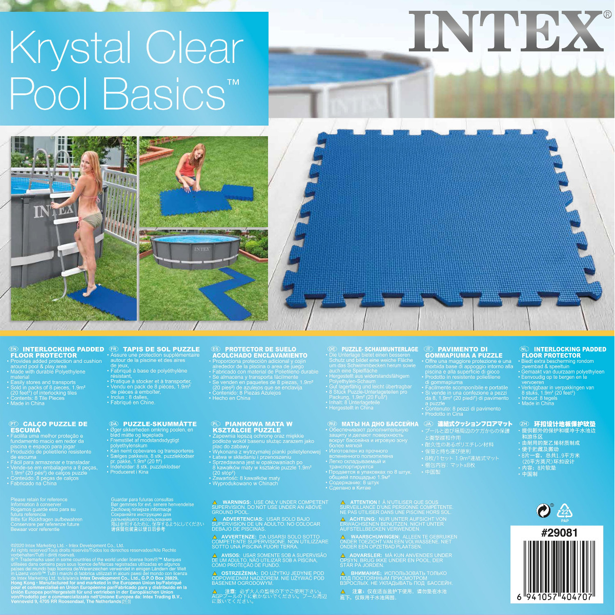 Intex Vloertegels Blauw 8 Stuks (50x50x1cm)