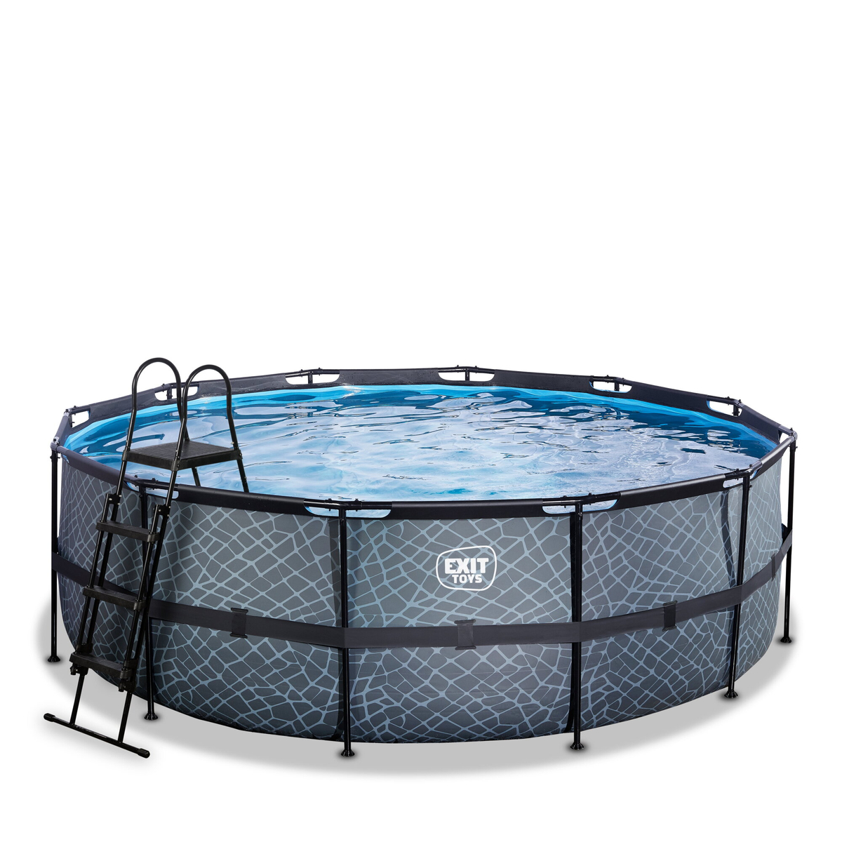 EXIT Piscine en pierre ø427x122cm avec pompe à sable - gris