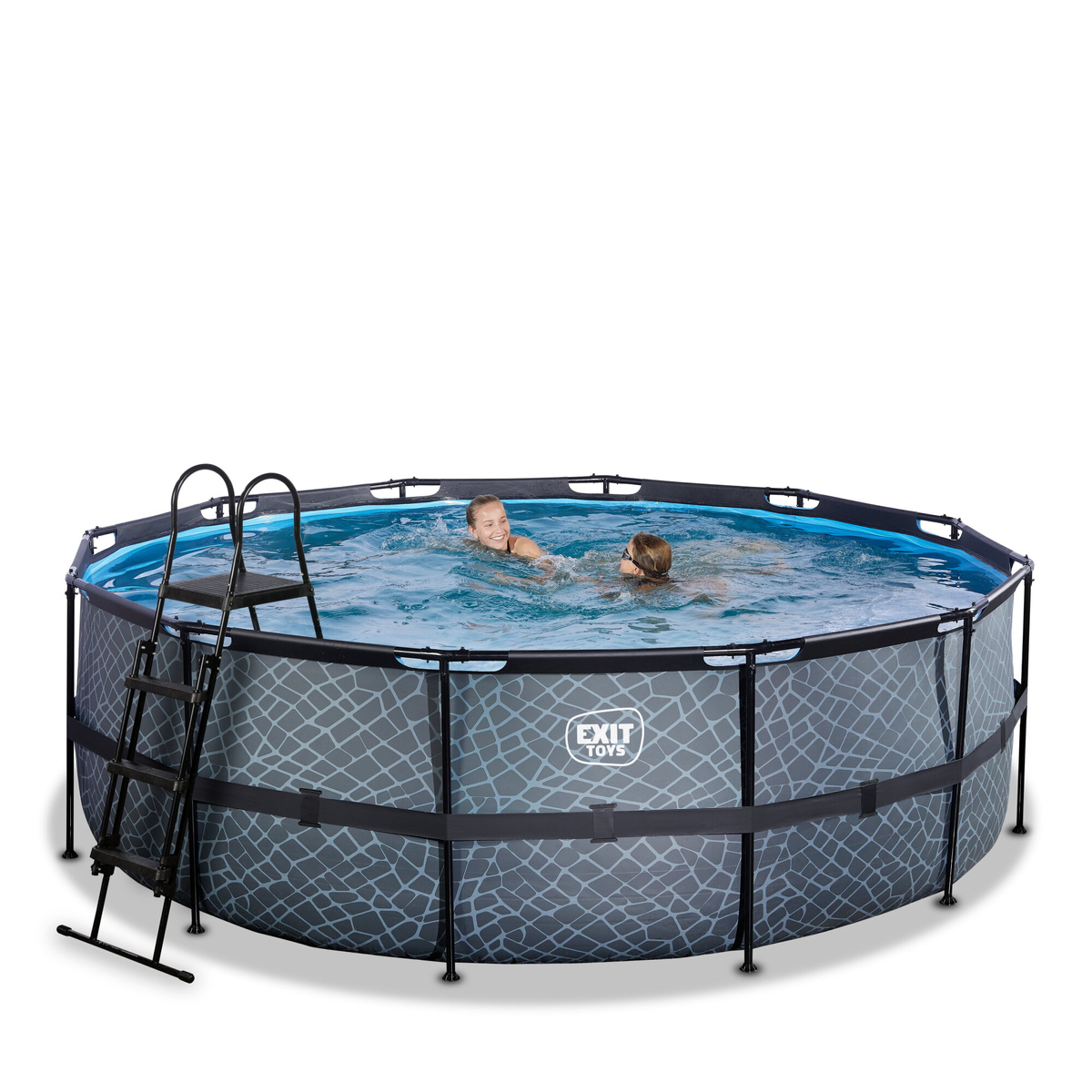 EXIT Piscine en pierre ø427x122cm avec pompe à sable - gris