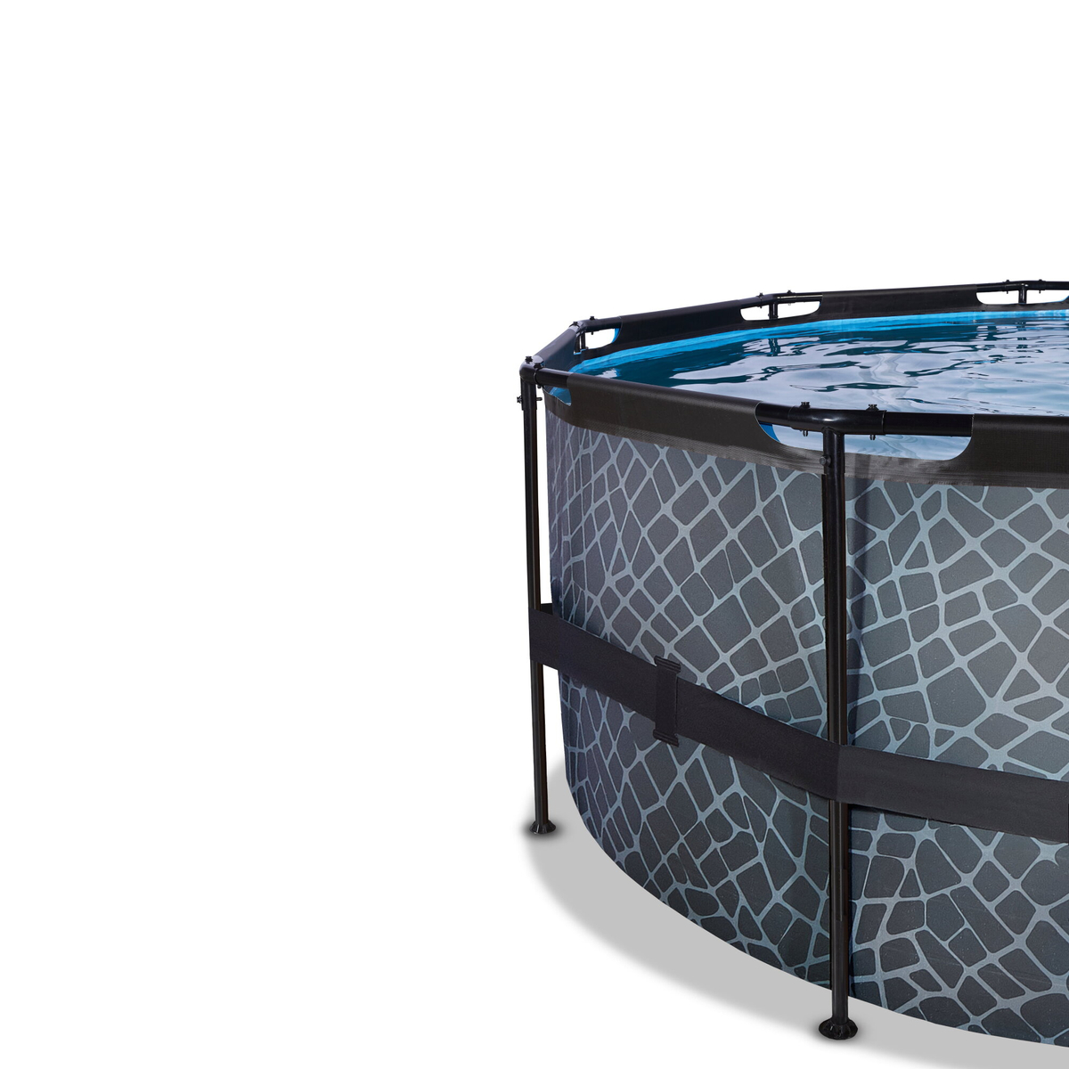 EXIT Piscine en pierre ø427x122cm avec pompe à sable - gris