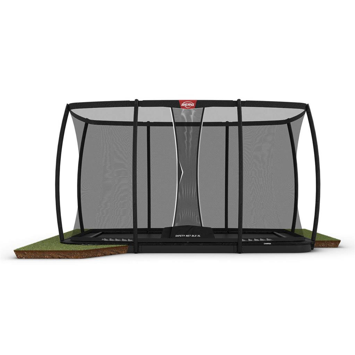 Berg Ultim Champion Flatground Trampoline 410 Black + Safety Net Deluxe XL