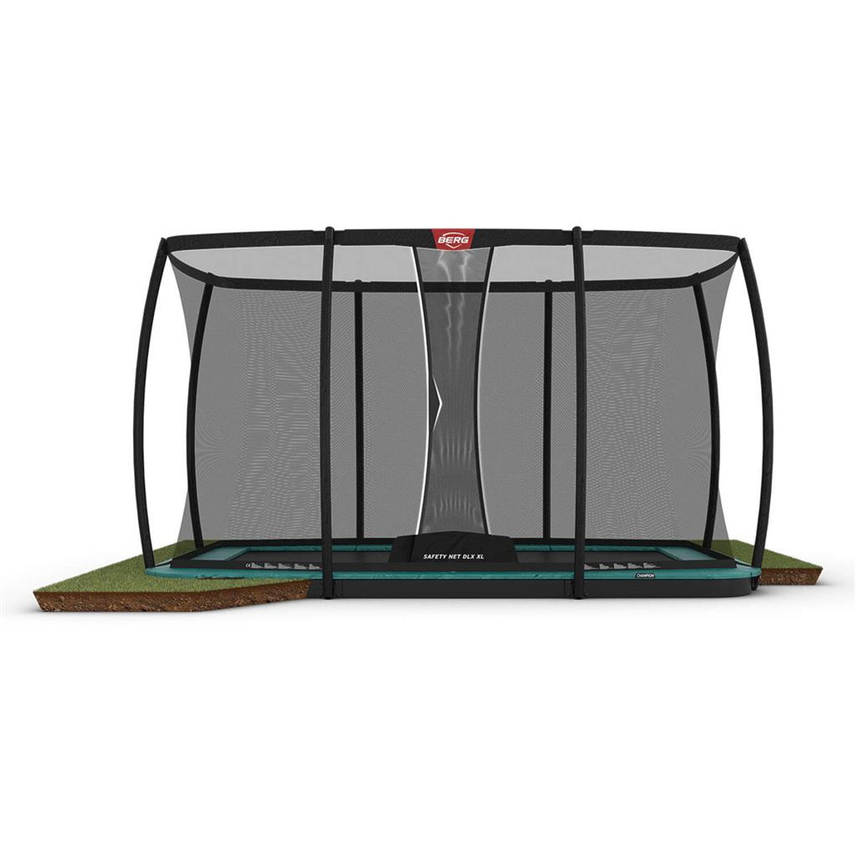 Berg Ultim Champion Flatground Trampoline 410 Green + Safety Net Deluxe XL