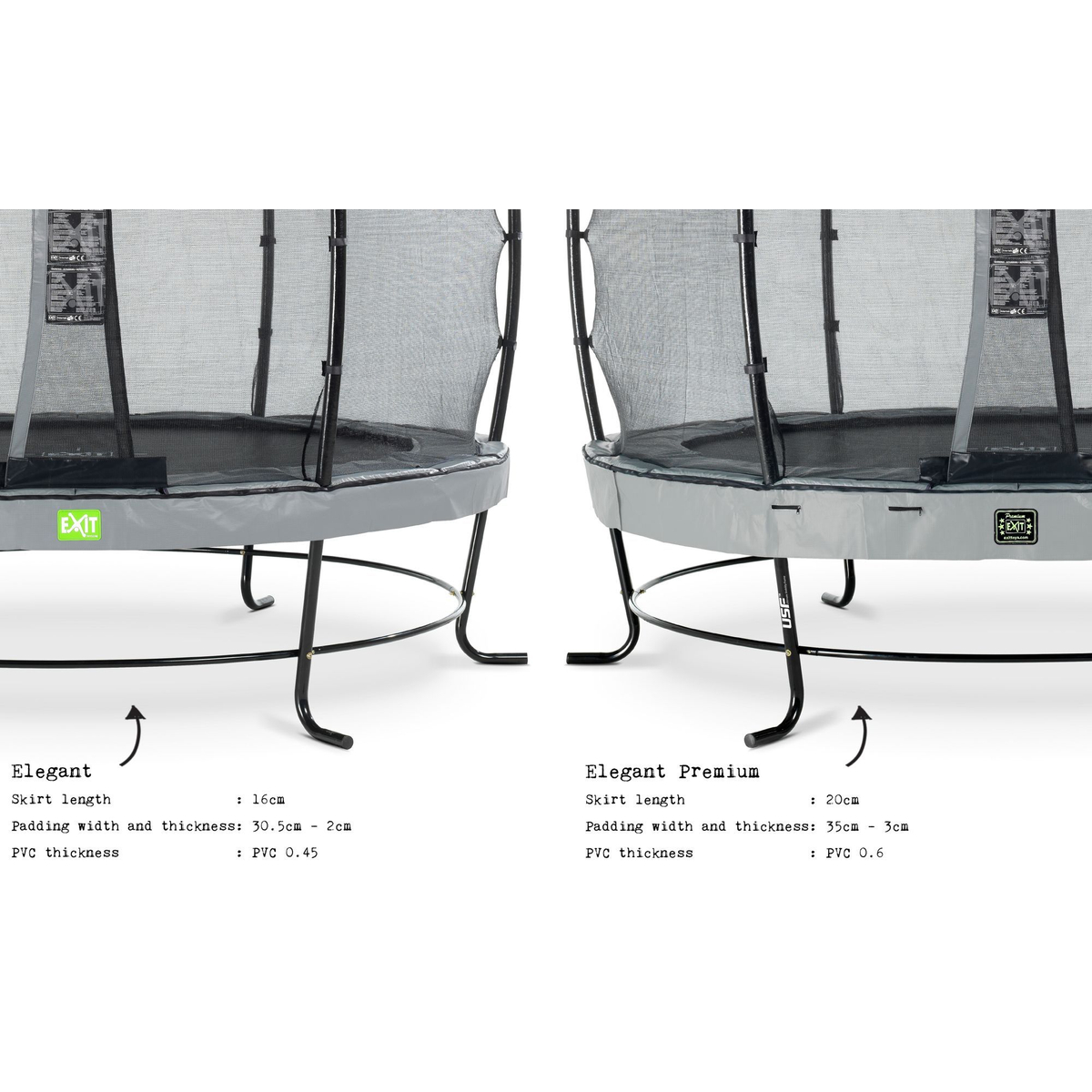 Exit Elegant Premium Trampoline 305 + Safetynet Deluxe Grijs
