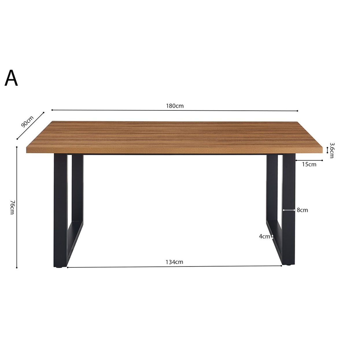 Interiax Eettafel 'Oliver' 180 cm Decor Oude Eik
