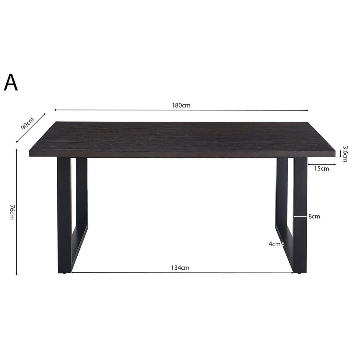 Interiax Eettafel 'Oliver' 180 cm Decor Donkerbruin