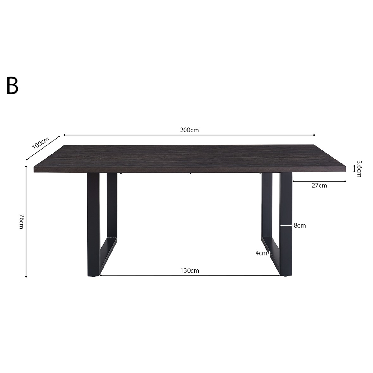 Interiax Eettafel 'Oliver' 200 cm Decor Donkerbruin