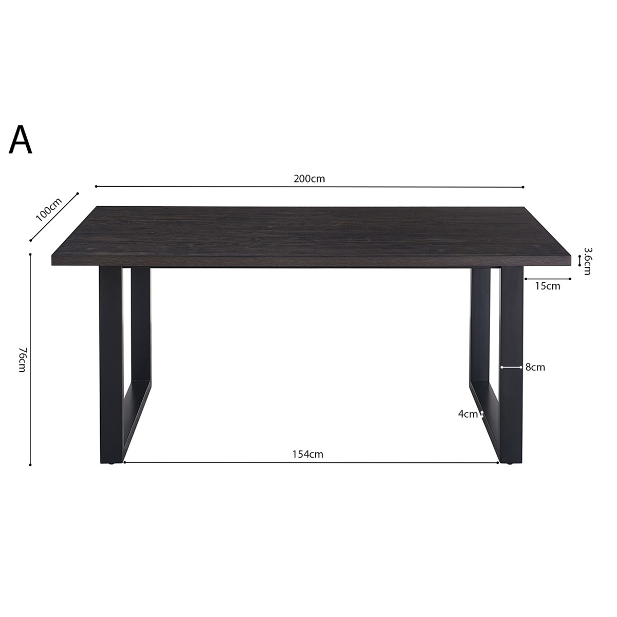 Interiax Eettafel 'Oliver' 200 cm Decor Donkerbruin