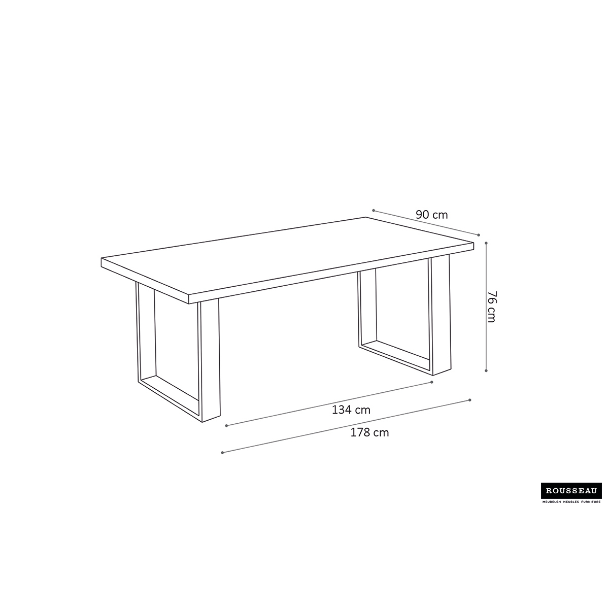 Tafel 'Nicola' 178x90 cm Mangolia Natuur