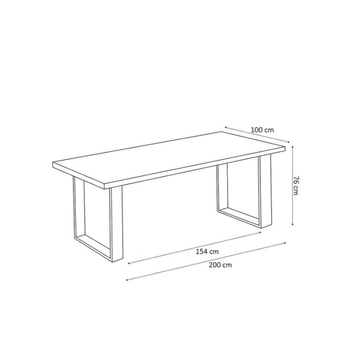 Interiax Eettafel 'Charles' 200 cm Mangolia natuur (200x100x76cm)