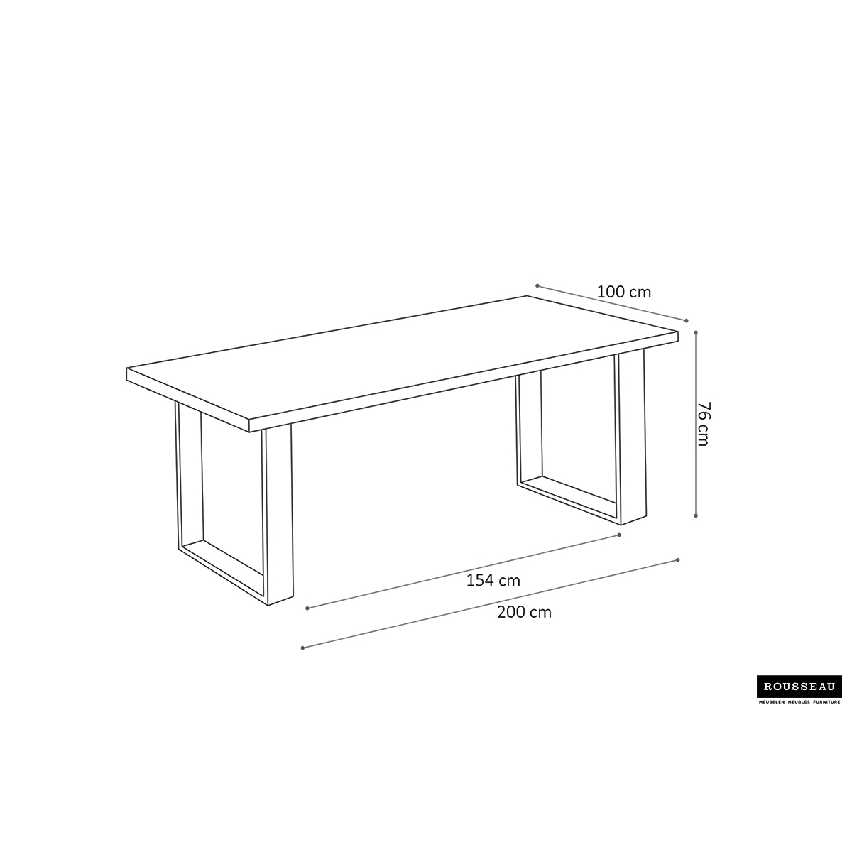 Tafel 'Nicola' 200x100 cm Mangolia Natuur