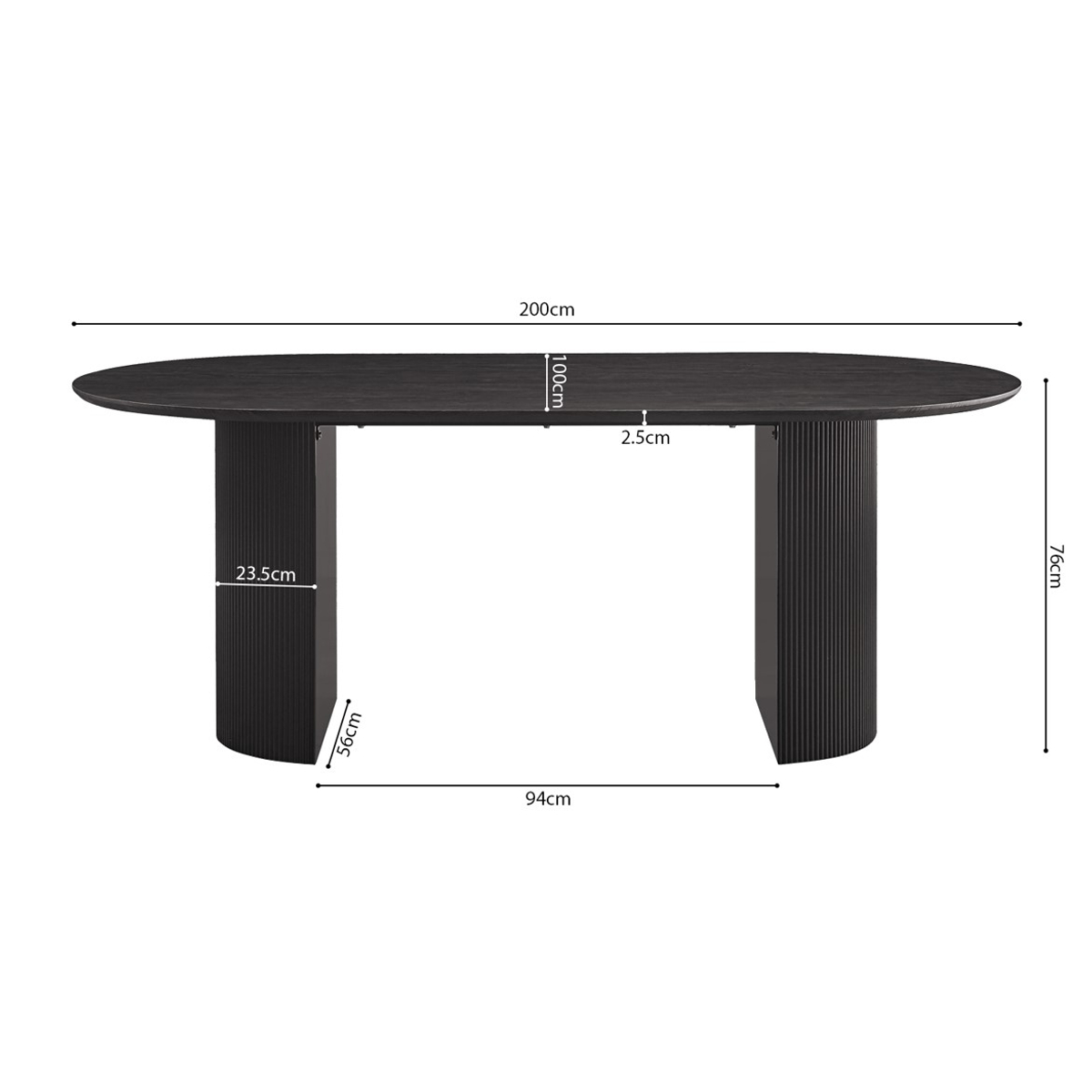 Interiax Eettafel 'Rayan' 200 cm Ovaal Decor Donkerbruin