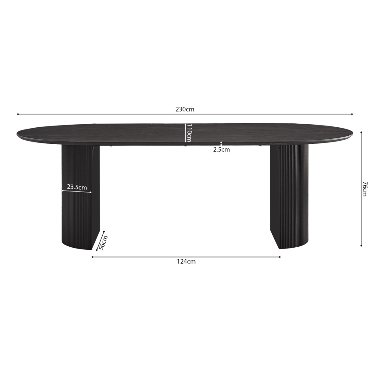 Interiax Eettafel 'Rayan' 230 cm Ovaal Decor Donkerbruin