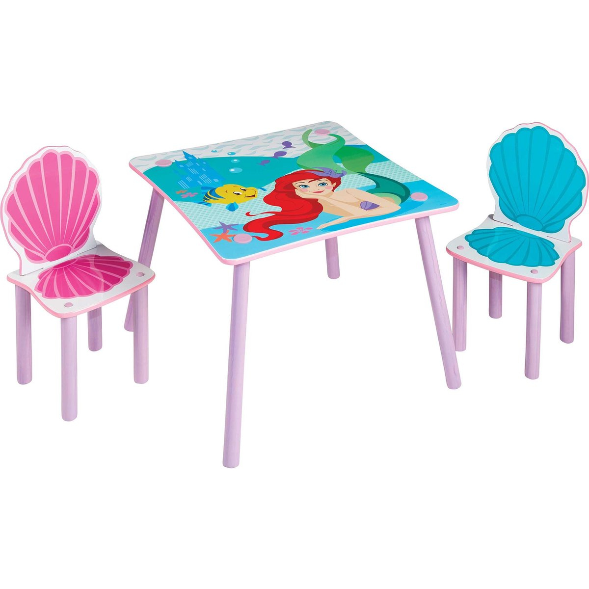  Disney Princess Ariel Kids 2 Set by HelloHome, Table 45cm 63cm (D) Chairs 52.5cm (H) x 29.5cm (W) x 29cm (D) 