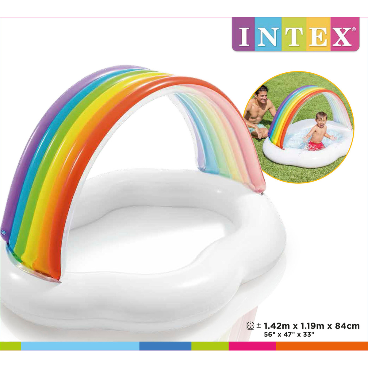 Intex 57141 Piscine pour bébé Rainbow Cloud (142X119X84cm)