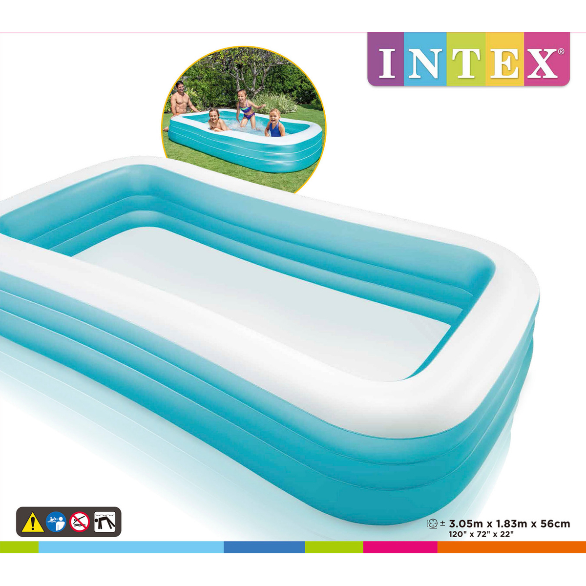Intex Opblaasbaar Rechthoekig Familiezwembad (305x56x183cm)
