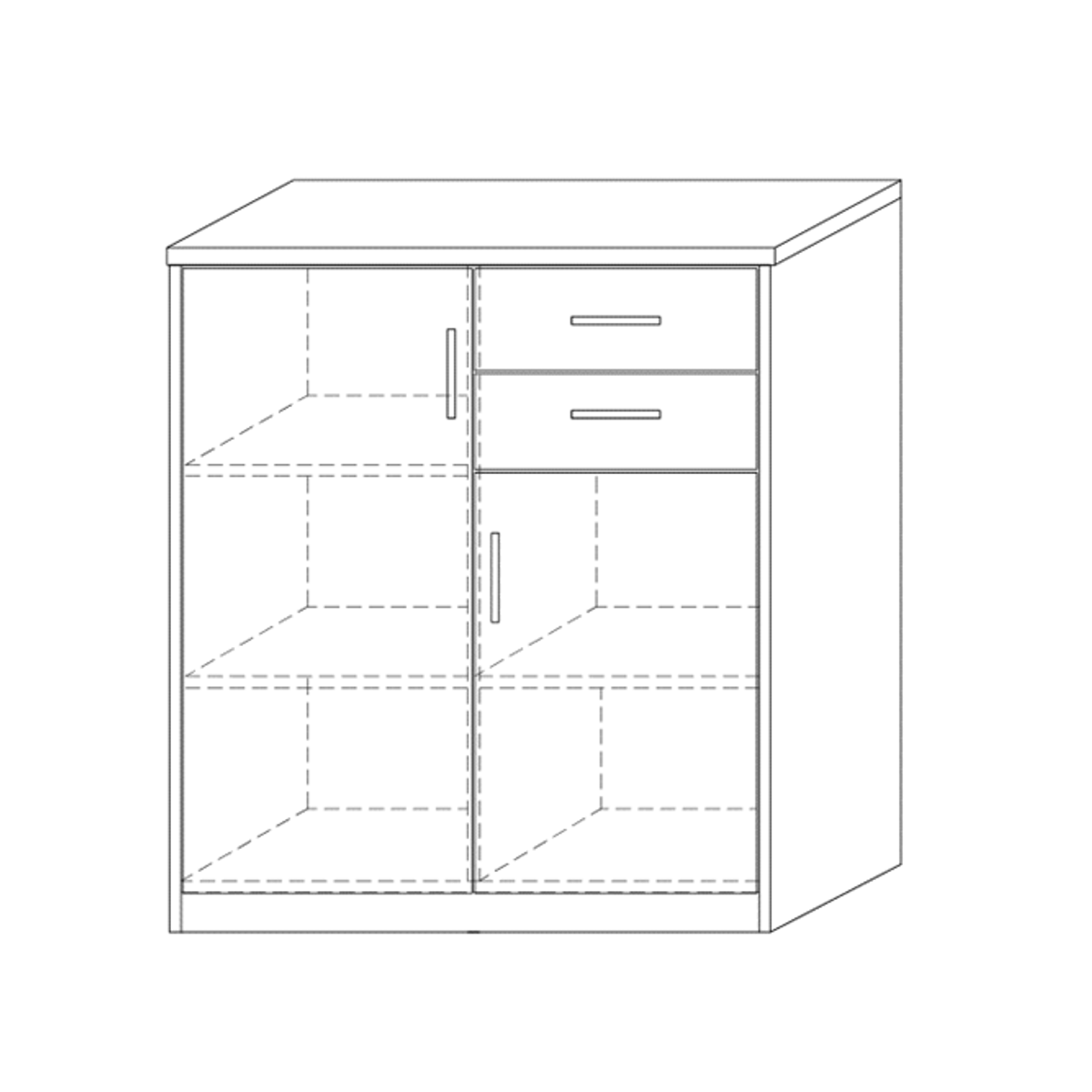 Commode 'Spacio' 2 Deuren 2 Laden Grijze Eik