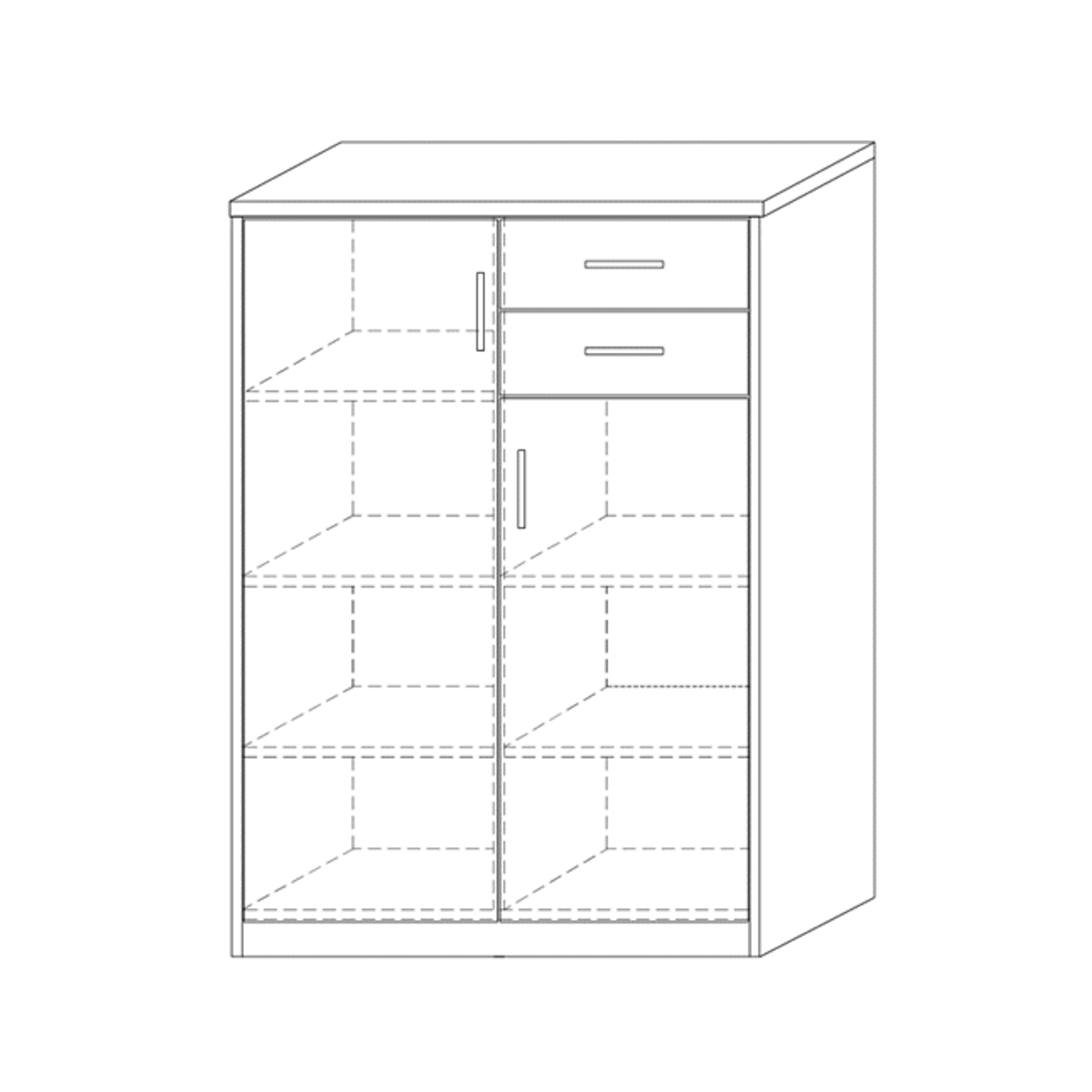 Commode 'Spacio' 2 Deuren 2 Laden Grijze Eik (110x72x36cm)