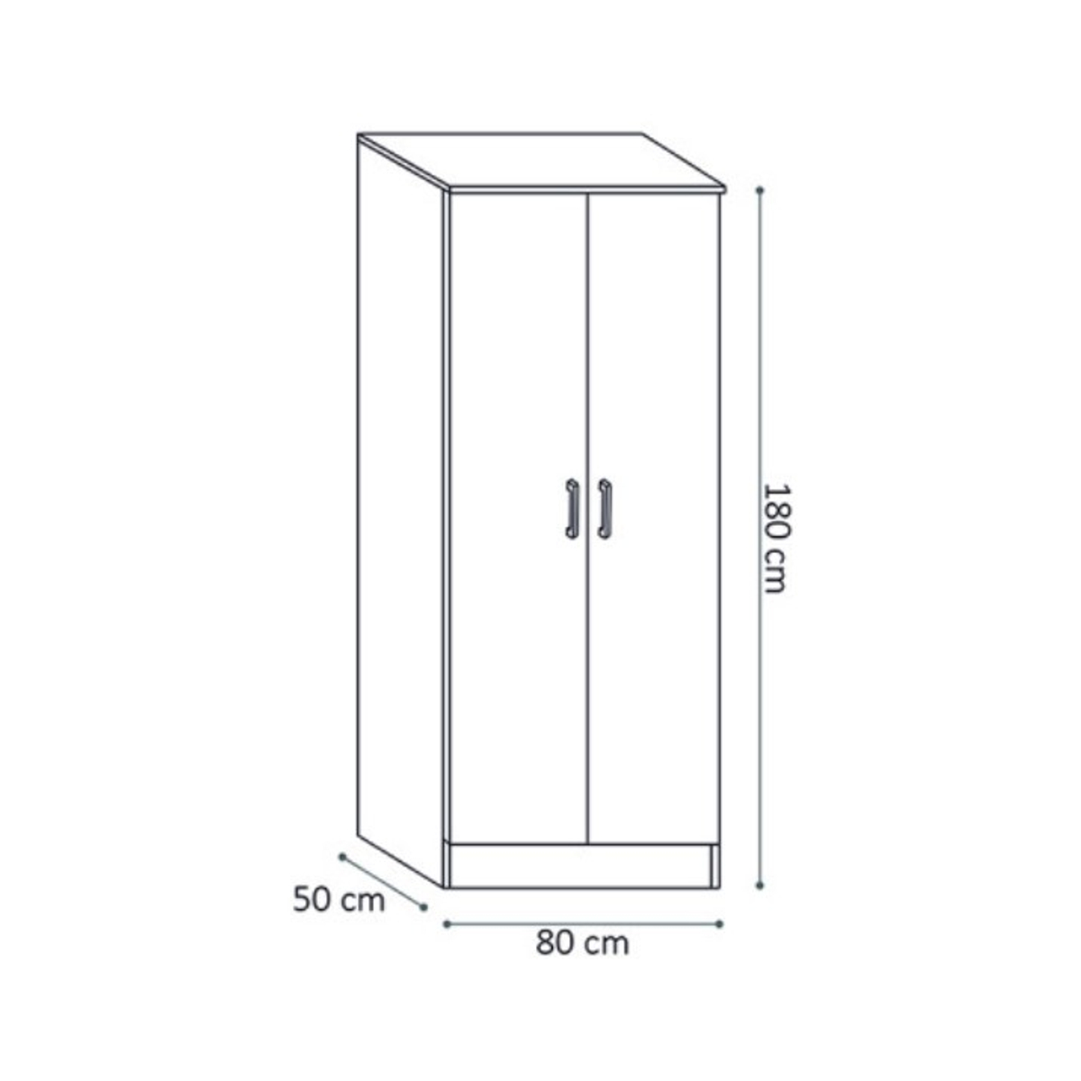Interiax Kledingkast 'Amelie' 2 deuren Grijze eik (180x80x54cm) 