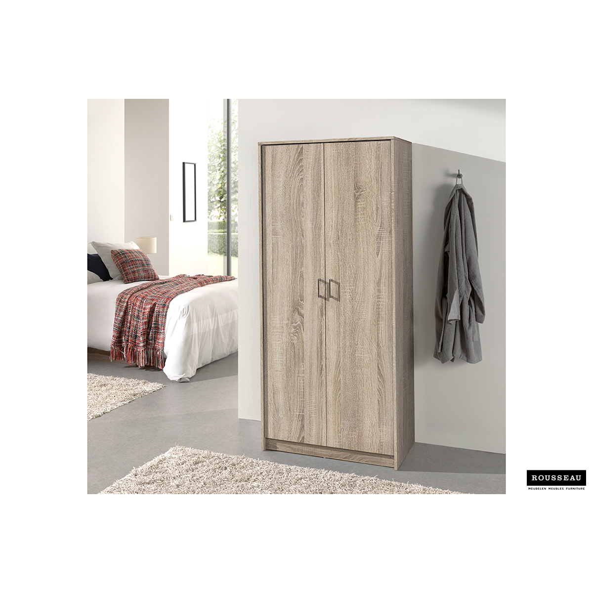 Kleerkast 'Ray' 2 Deuren Sonoma (180x80x54cm)