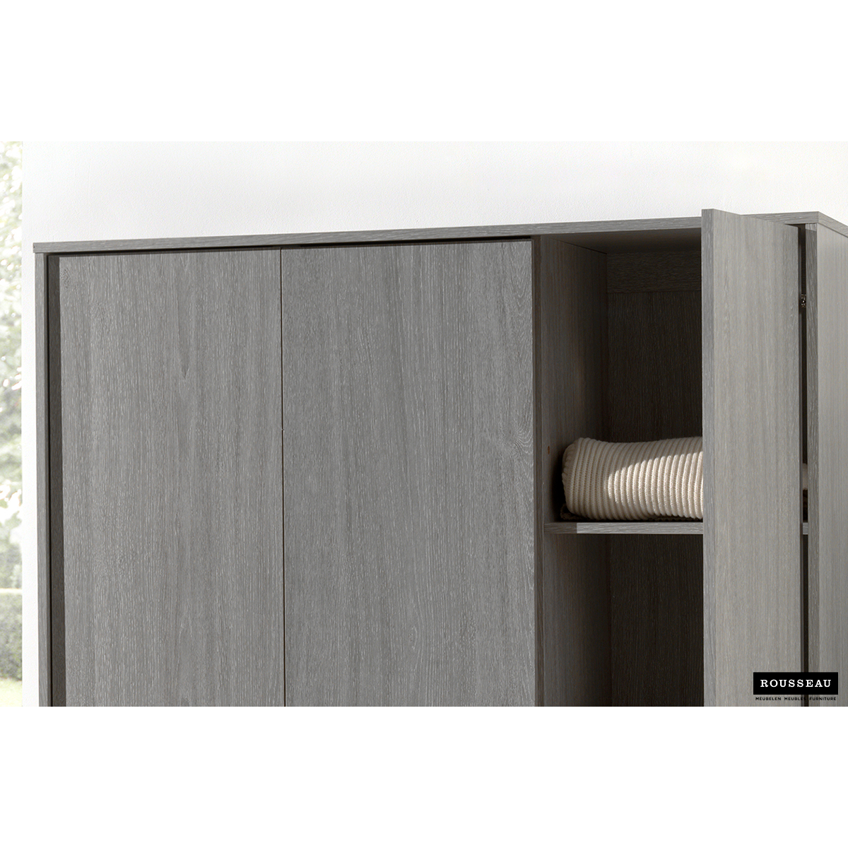 Kleerkast 'Ray' 3 Deuren Grijze Eik (180x120x54cm)