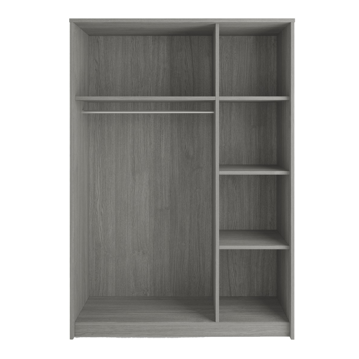 Interiax Kledingkast 'Amelie' – 3 Deuren, 1 Hanger & 4 Legplanken | Grijze Eik | 180x120x54 cm