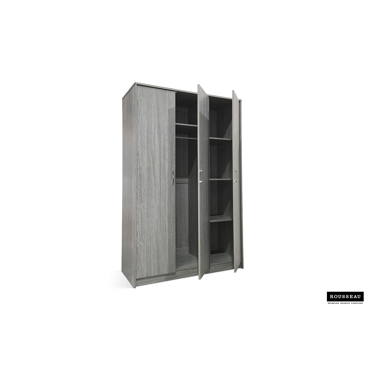 Kleerkast 'Ray' 3 Deuren Grijze Eik (180x120x54cm)