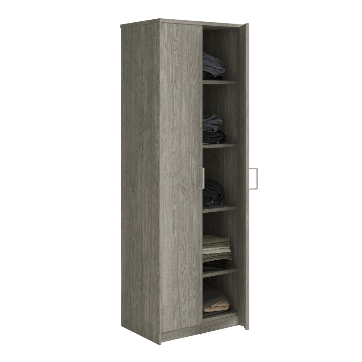Interiax Armoire de rangement - Armoire 'Amelie' - 2 portes et 4 étagères | Chêne gris | 180x60x40 cm