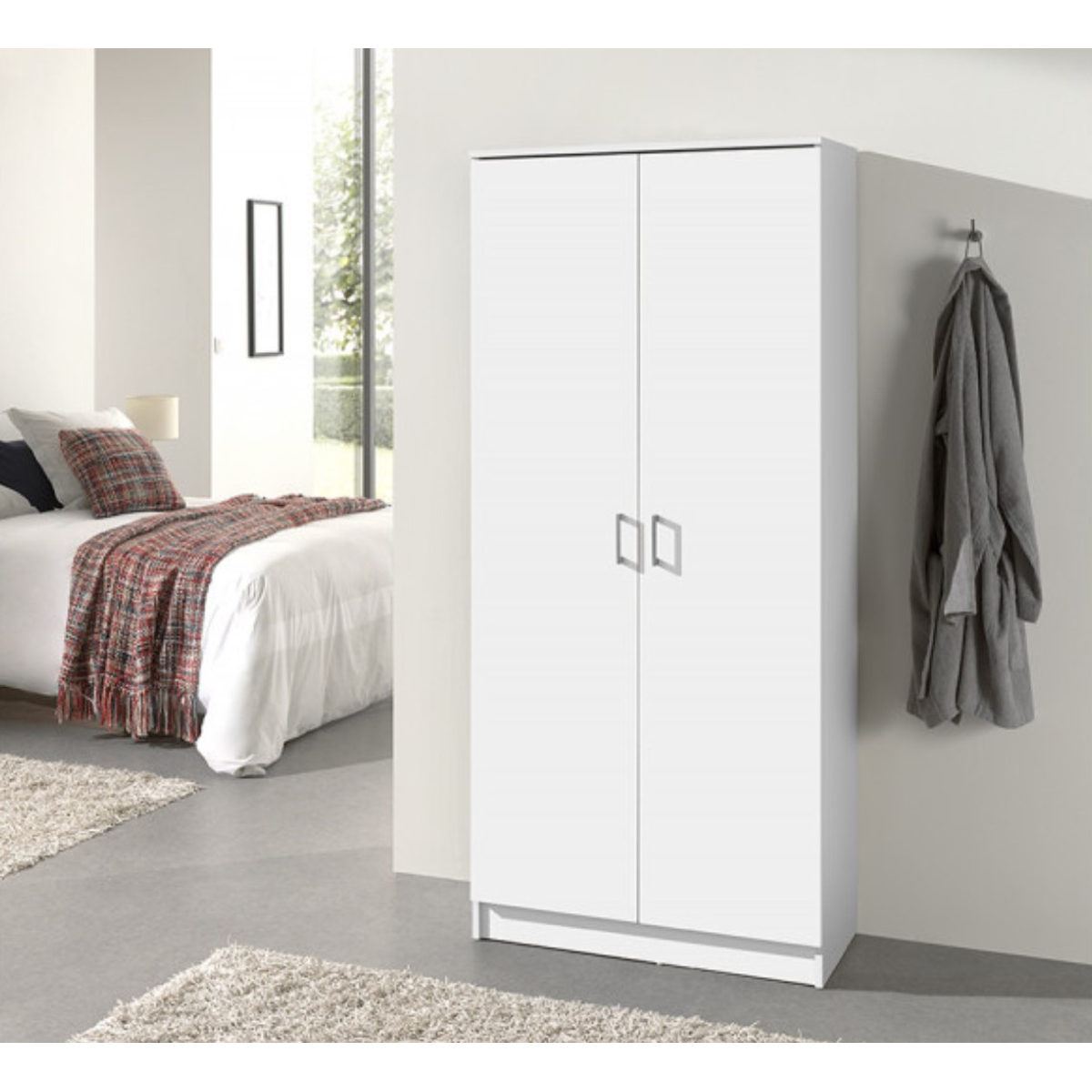 Interiax Opbergkast - Kledingkast 'Amelie' - 2 Deuren & 4 Legplanken | Wit | 180x80x40 cm