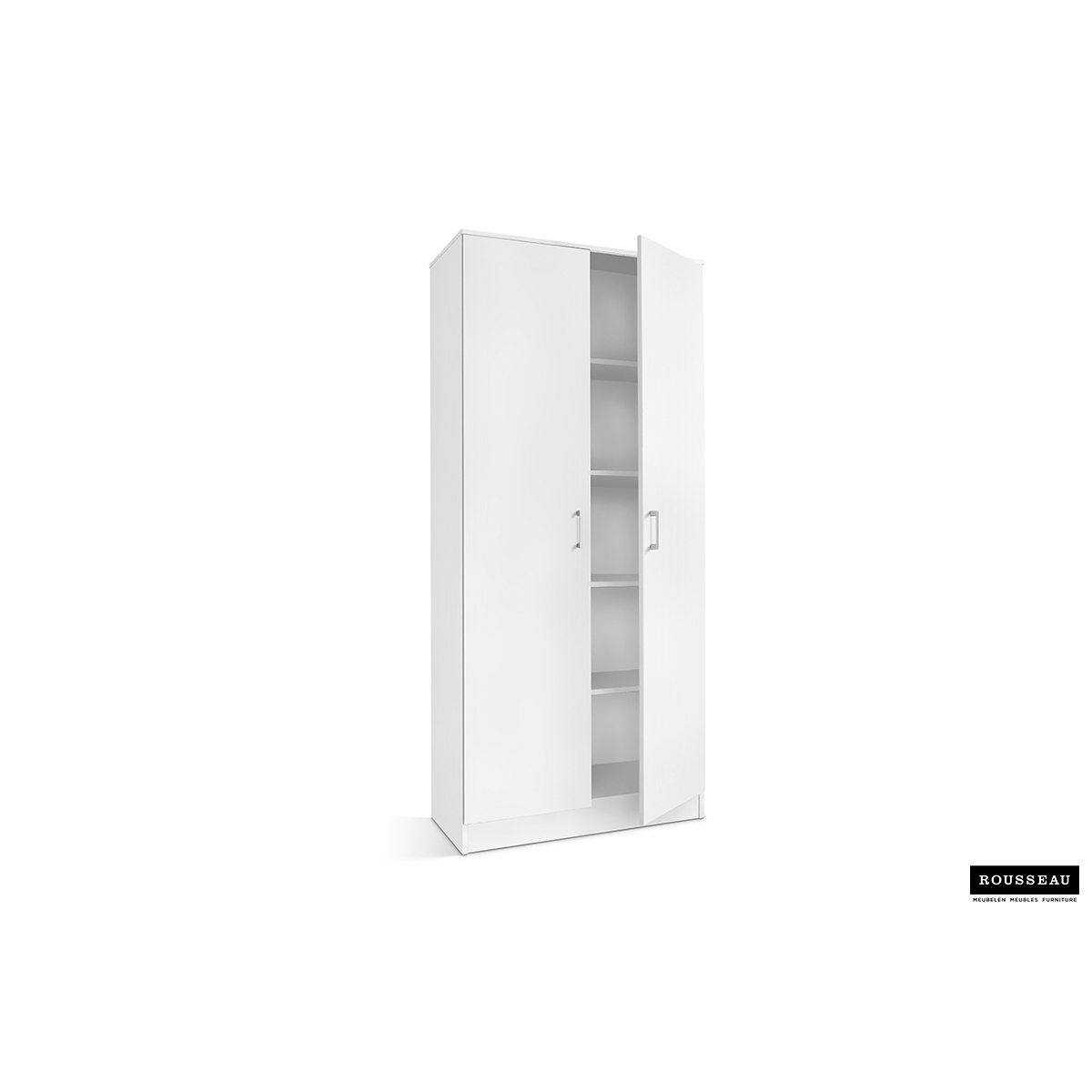 Rangeerkast 'Ray' 2 Deuren en 4 Legplanken Wit (180x80x40cm)