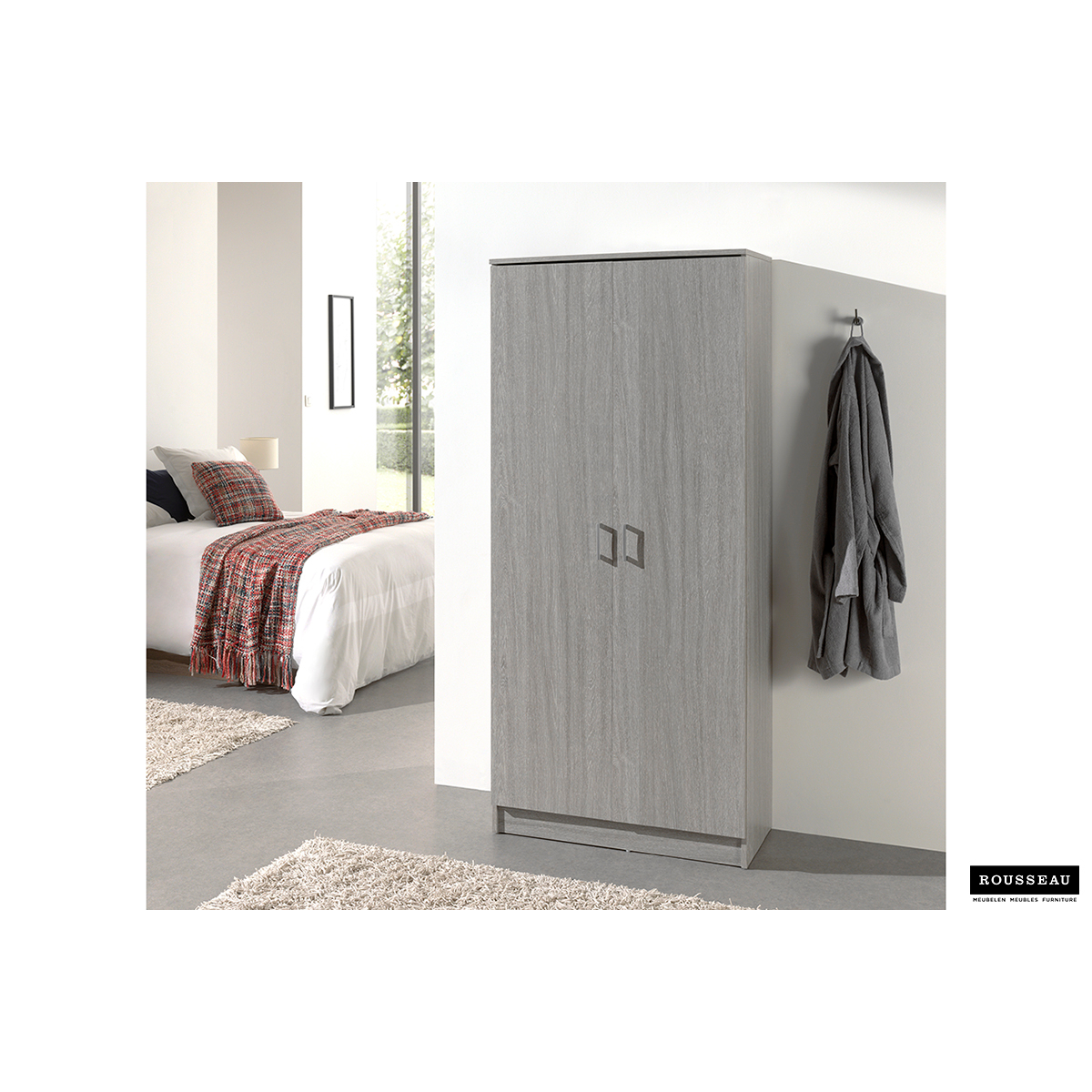 Rangeerkast 'Ray' 2 Deuren en 4 Legplanken Grijze Eik (180x80x40cm)