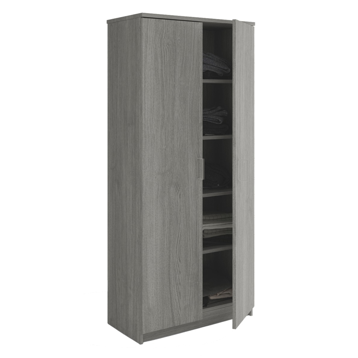 Interiax Armoire de rangement - Armoire 'Amelie' - 2 portes et 4 étagères | Chêne gris | 180x80x40 cm
