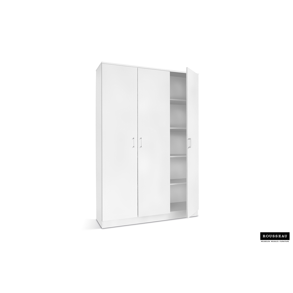 Rangeerkast 'Ray' 3 Deuren en 4 Legplanken Wit (180x120x40cm)