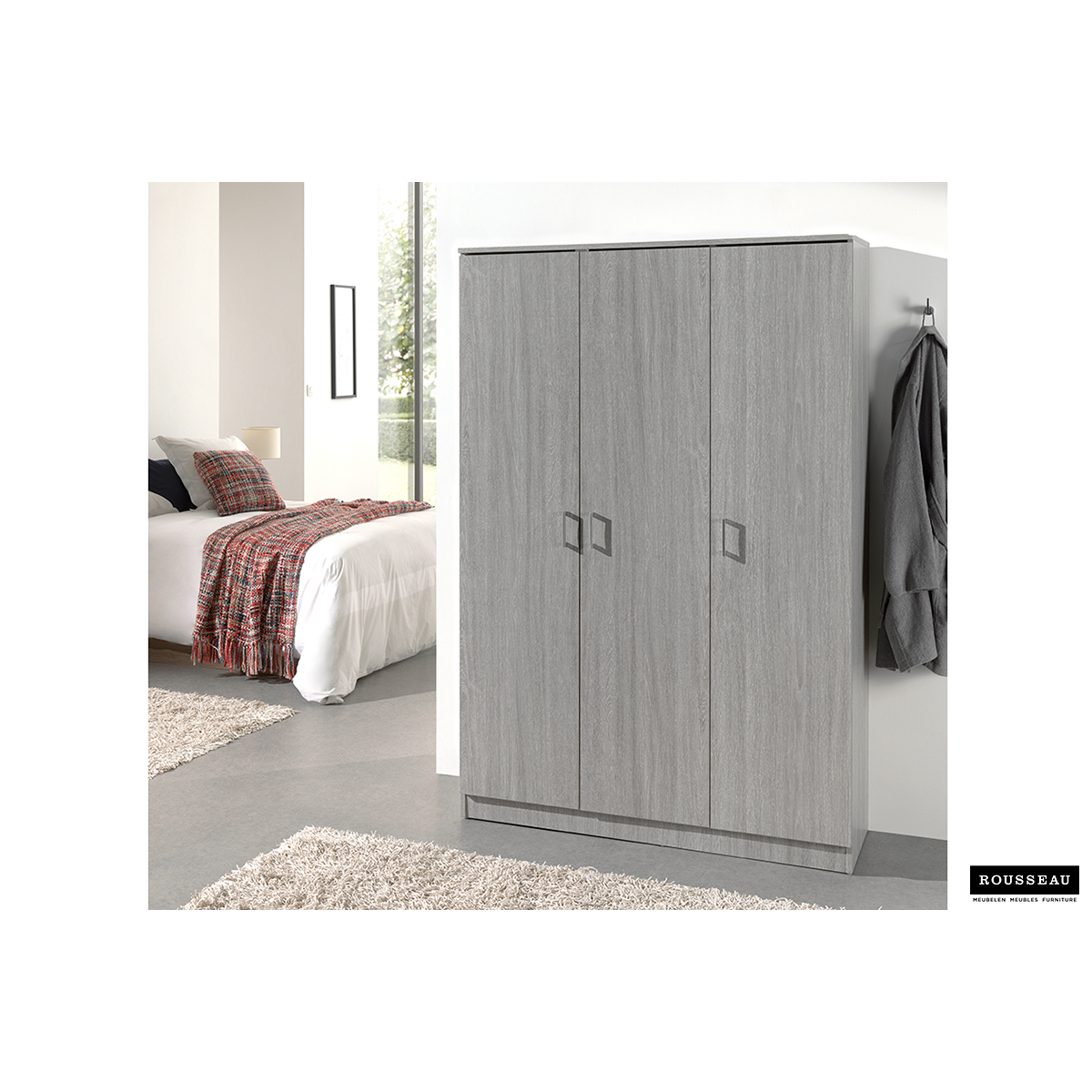 Rangeerkast 'Ray' 3 Deuren en 4 Legplanken Grijze Eik (180x120x40cm)