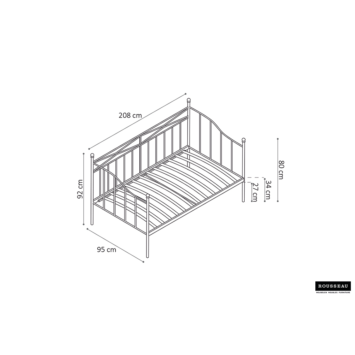Bedzetel 'Sablo' Zwart 90x200 Met Lattenbodem