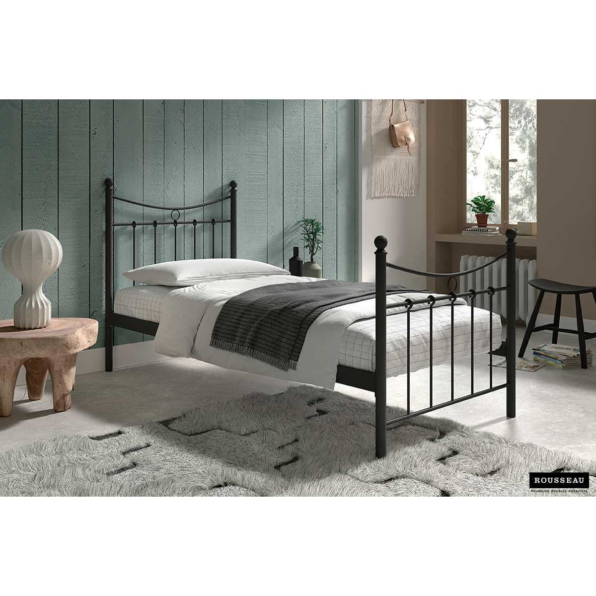Bed 'Sacha' Zwart 90x200 Met Lattenbodem