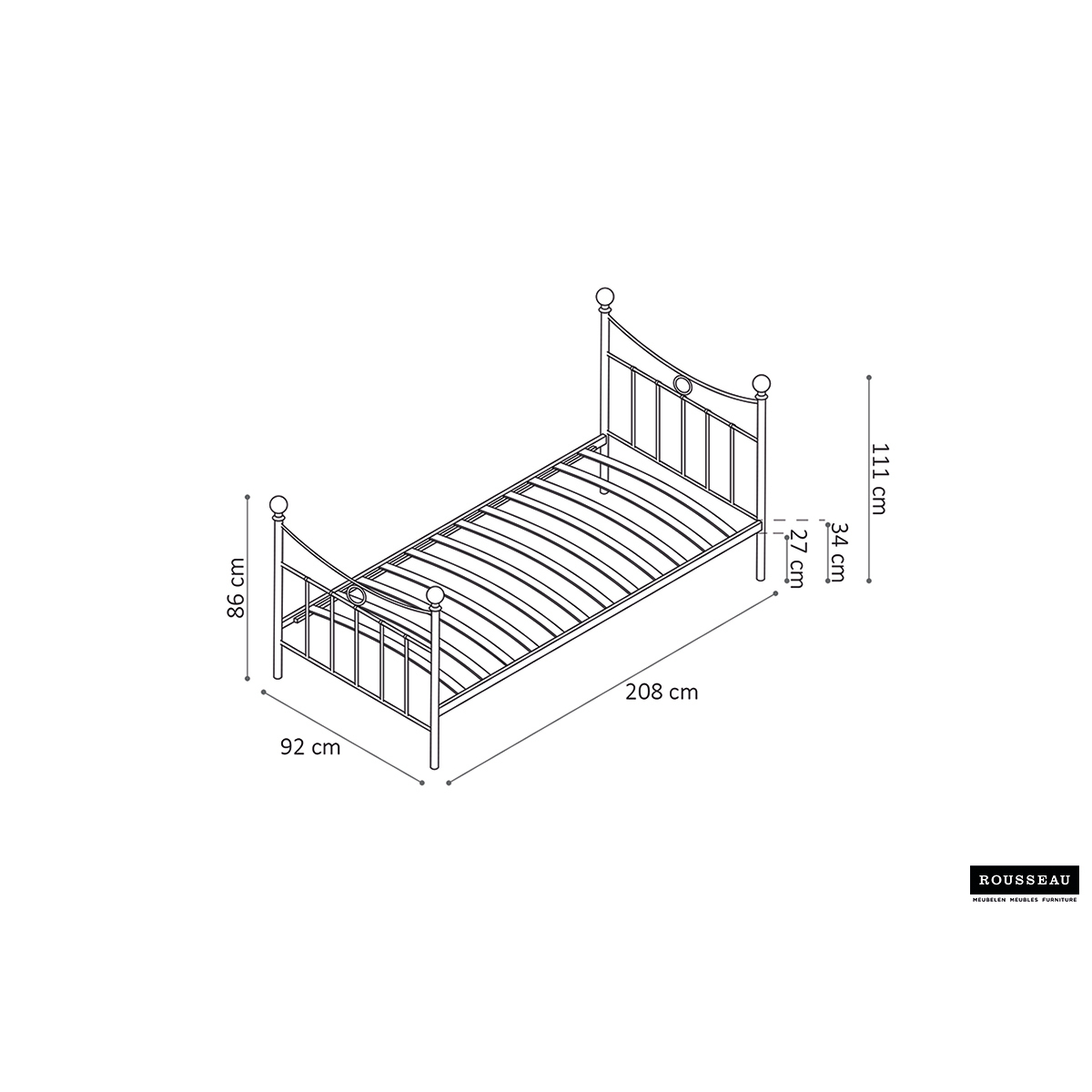 Bed 'Sacha' Wit 90x200 Met Lattenbodem