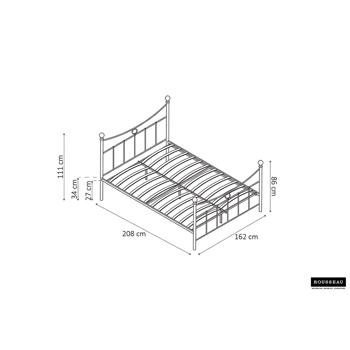 Bed 'Sacha' Zwart 160x200 Met Lattenbodem