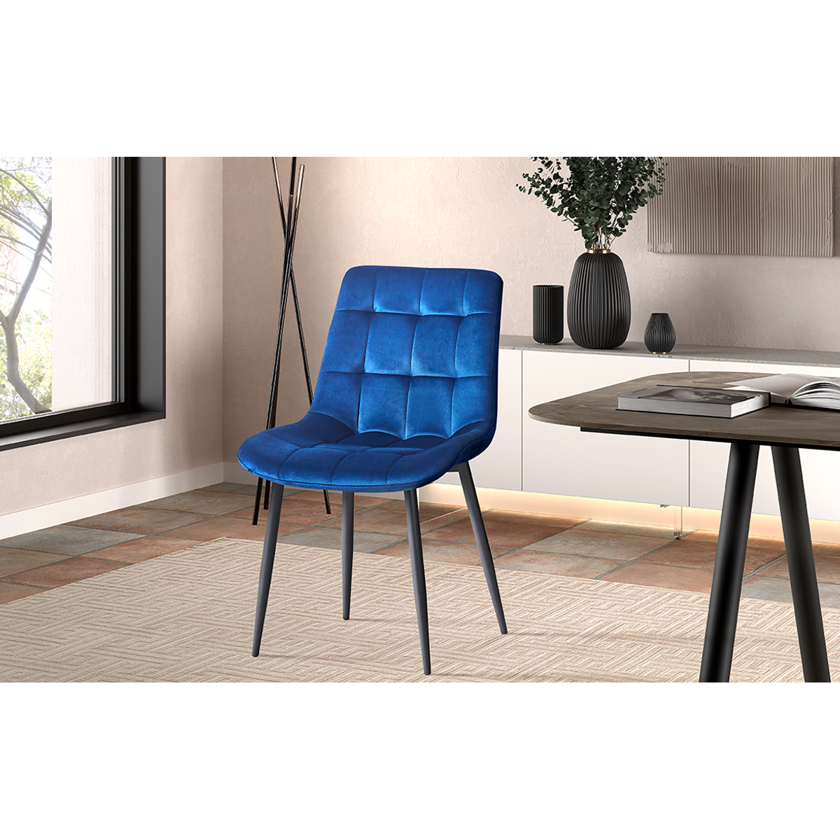 Interiax Chaise de salle à manger Lucy Velvet Blue