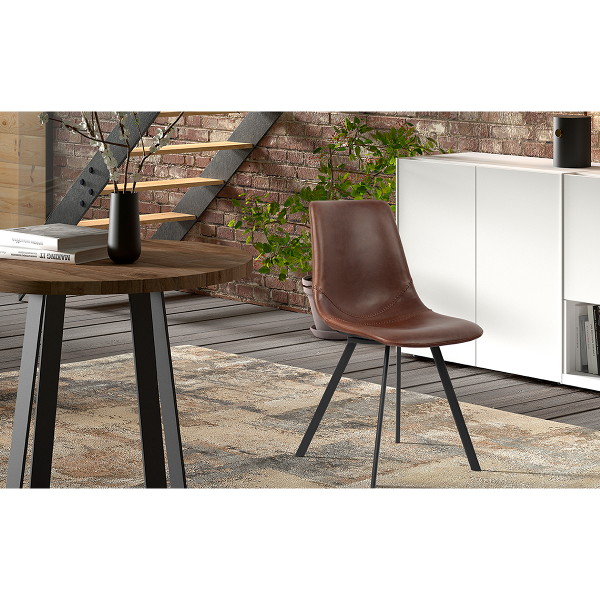 Interiax Chaise de salle à manger Cilou PU Brown