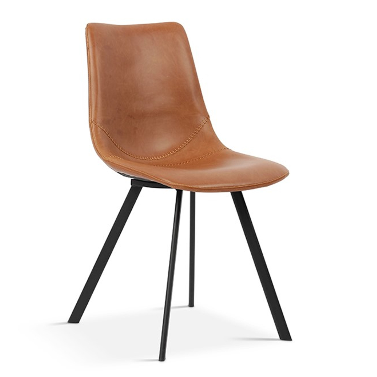 Interiax Chaise de salle à manger Cilou PU Cognac