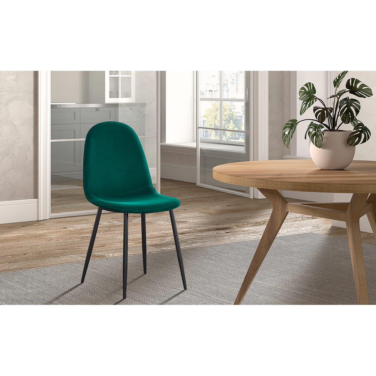 Interiax Eetkamerstoel Lou Fluweel Groen