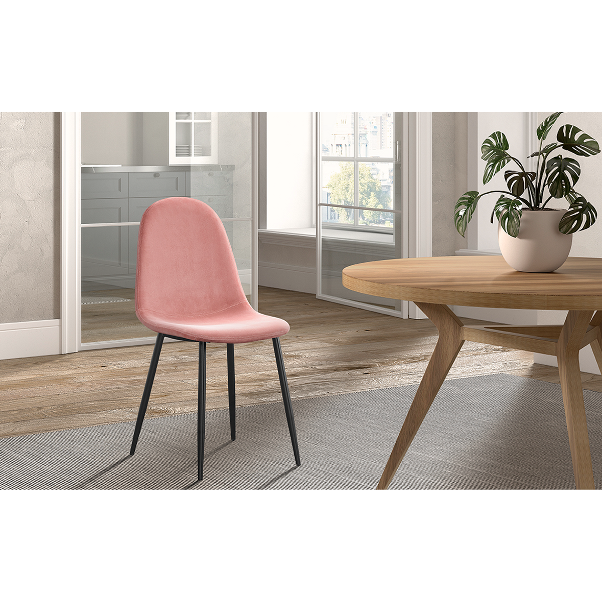Interiax Chaise de salle à manger Lou Velvet Pink