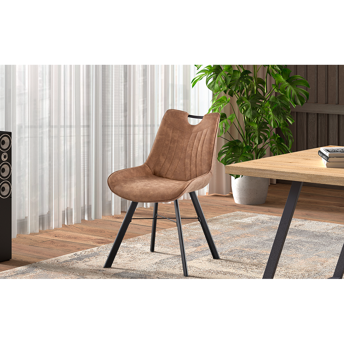 Interiax Eetkamerstoel Ida Micro Fiber PU Donkerbruin