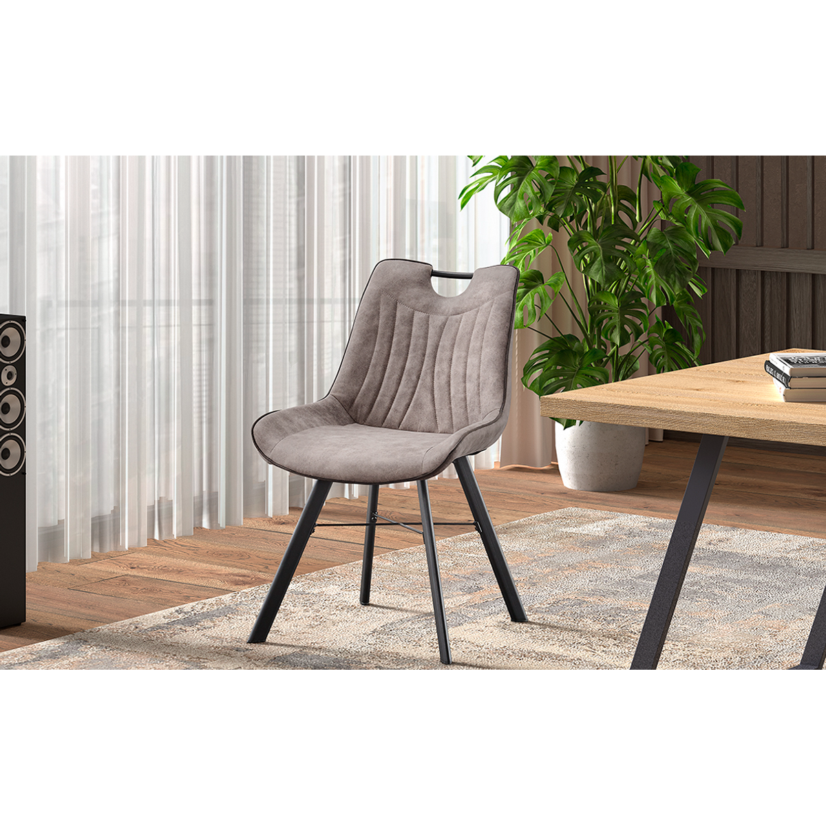 Interiax Eetkamerstoel Ida Micro Fiber PU Grijs