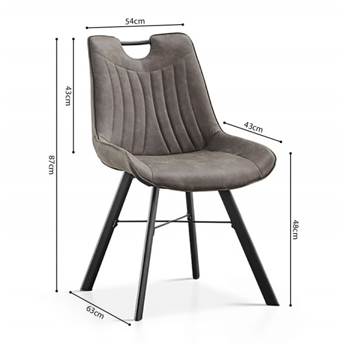 Interiax Eetkamerstoel Ida Micro Fiber PU Donkergrijs