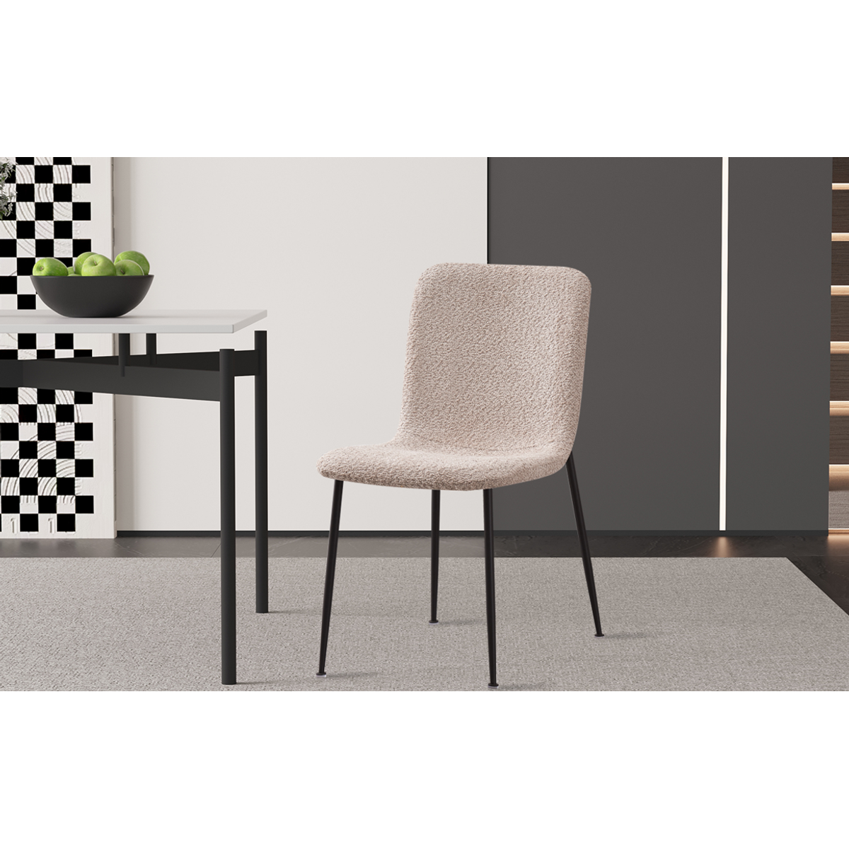 Interiax Chaise de salle à manger Mona Bouclé Beige