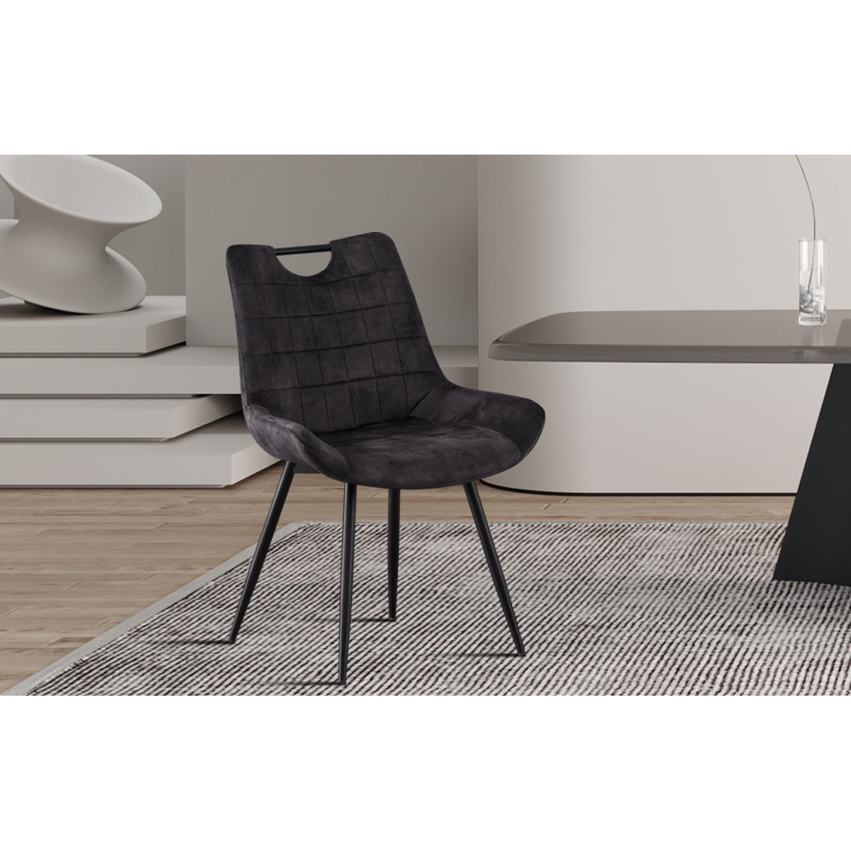 Interiax Chaise de salle à manger Alix Velvet Grey